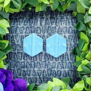 Vintage Light Blue Hexagon Earrings